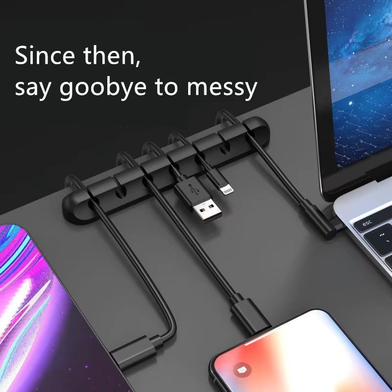 Tie Fixer Wire Management Organizador Cord Clip Office Desktop Phone Cables Holder USB Cable Silicone Organizer Winder